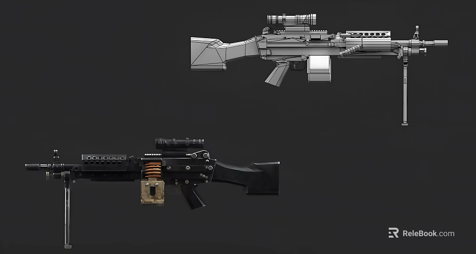 Modern Tactical Rifle With Scope Magazine And Detailed Component Design Features 3d model
