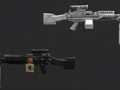 Modern Tactical Rifle With Scope Magazine And Detailed Component Design Features 3d model