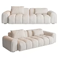 White Modern Plush Sectional Sofa with Soft Cushions for Living Room