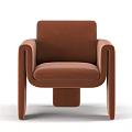 Brown Velvet Accent Chair With Modern Design Armrests And Square Legs
