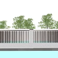 Modern Garden Wall With Vertical Slat Design And Green Trees In Outdoor Setting