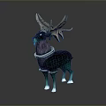 Green And Purple Deer Shaped Ornament With Intricate Antlers White Ring Decorations And Hooves