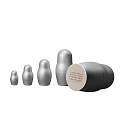 Decorative Ornament Set of Silver Metal Nested Cylindrical Shapes with Text Inscriptions for Home Decor