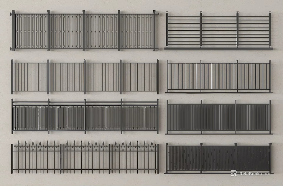 Various Metal Railings Designs With Different Patterns And Styles 3d model
