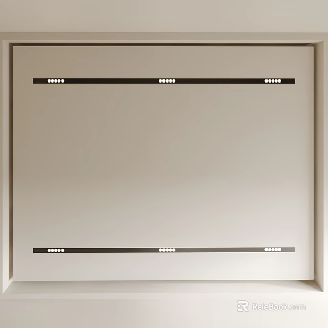 Modern Interior Ceiling Design With Minimalist Horizontal Black Lines And White Surface 3d model 