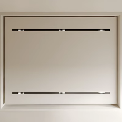 Modern Interior Ceiling Design With Minimalist Horizontal Black Lines And White Surface 3d model