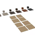 Natural Wooden Components With Stacked Circular Design And Color Samples Against Wood Wall