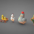 3D Cartoon Chicken Characters In Various Stages With Cute Designs And Colorful Appearances