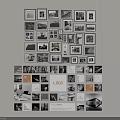 Creative Modern Photo Wall with Various Sized Frames Black White Color Photos and Logo
