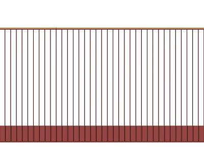 Outdoor Fence With Vertical Metal Bars And Red Base Structure Design 3d model