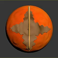 Fresh Orange Pumpkin With Curled Vine And Decorative Leaf On Dark Surface 3d model