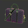 Elegant Patterned Leather Briefcase With Black Shoulder Strap And Top Handles