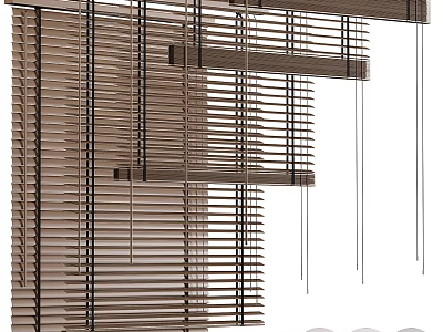 Modern Wooden Window Blinds With Horizontal Slats Design For Home Interior Decor 3d model