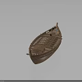 Traditional Wooden Boat With Storage Compartments And Small Cabin For Water Transportation