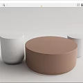 Brown Round Coffee Table With Speckled Surface And White Cylindrical Accents 3d model
