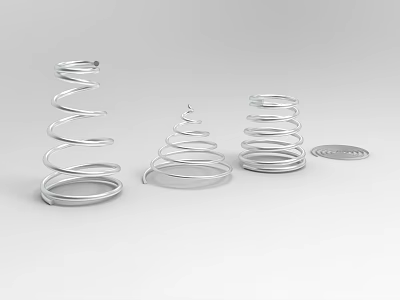 Playground Equipment With Silver Metal Spiral Structures In Various Shapes 3d model
