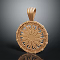 Exquisite Gold Pendant Circular Sculpture With Sun Pattern And Intricate Carvings