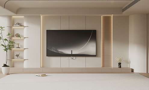 Modern TV Background Wall Cream Style TV Background Wall TV Cabinet TV 3d model