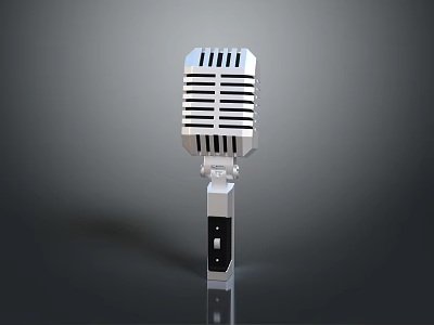 Vintage Metal Microphone Daily Life Essential With Classic Grill Design And Base Switch 3d model