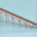 Industrial Conveyor Belt Equipment With Orange Support Frames Yellow Guardrails And Black Surface