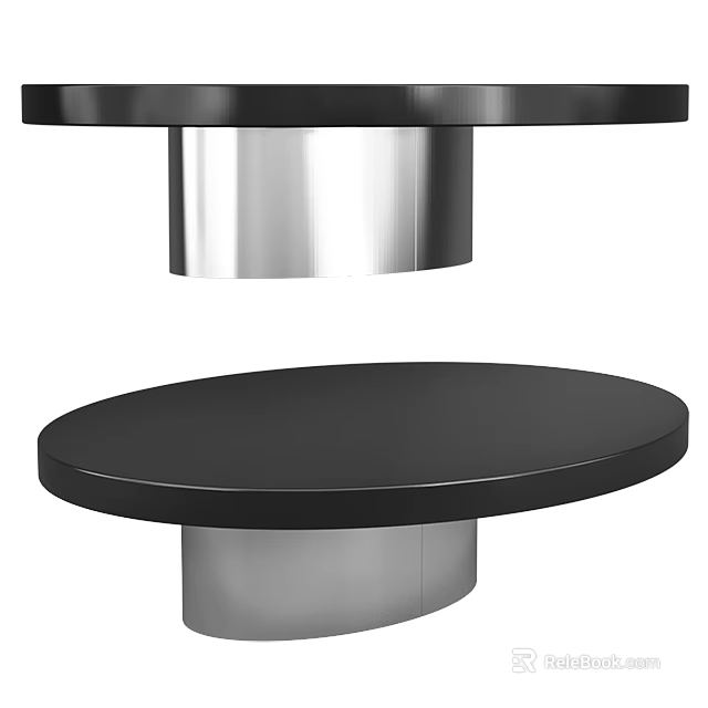 Modern Round Coffee Table With Black Surface And Sleek Metal Base 3d model