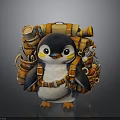 Adorable Adventure Penguin With Backpack Carrying Scroll Tools And Bottles