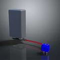 Daily Use Electrical Appliance With Gray Main Body Black Base Red Wire And Blue Plug