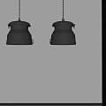 Vintage Industrial Two Black Metal Ceiling Pendant Lights For Interior Design