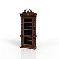 Elegant Vintage Wooden Bookcase With Carved Details Multiple Shelves And Decorative Top