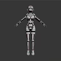 Futuristic Metallic Robot Character With Silver Red Armor And Humanoid Design