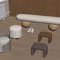 Stool Sofa Stool Low Stool Shoe Changing Stool 3d model
