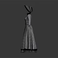 Vintage Plaid Long Dress With Long Sleeves Black Belt And Decorative Wide Brimmed Hat