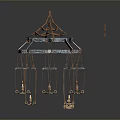 Unique Multi Layer Chandelier With Metal Frame And Hanging Decorative Lamps