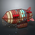 Retro Style Airship Featuring Colorful Stripes Red Parts Ropes And Intricate Bottom Design