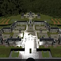 Aerial View of Large School Campus With Symmetrical Buildings Green Lawns and Central Plaza