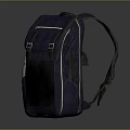 Durable Practical Dark Blue Backpack With Silver Water Bottle For Daily Use