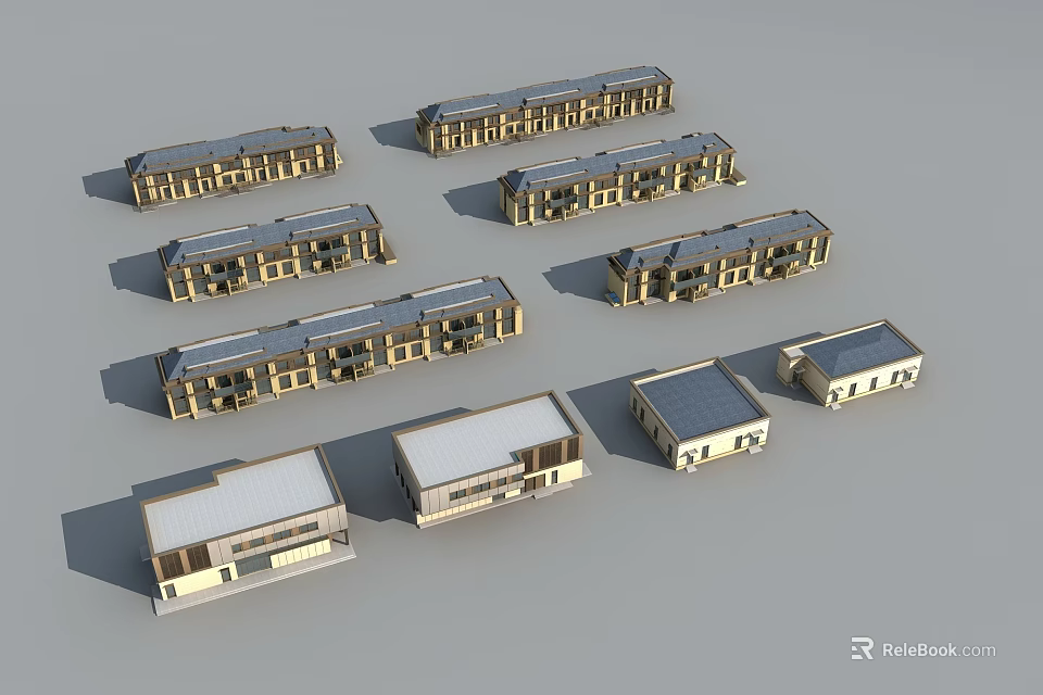 Aerial Planning of Residential Building Layout Design with Multiple Architectural Models 3d model 