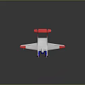 Red Wing Blue And White Fuselage Airplane With Twin Propellers And Tail Fins