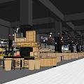 Modern Supermarket Interior With Open Layout Wooden Shelves Fruits Vegetables And Hanging Lights