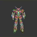 Game and Movie Character Mech Style Robot with Red White Color Scheme and Gold Accents