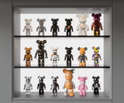 Colorful Bearbrick Dolls Displayed On Shelves 3d model Colorful Bearbrick Dolls Displayed On Shelves 3d model