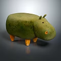 Hippo Shaped Green Sofa Stool With Yellow Legs And Nose