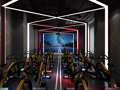 Modern Gym Spinning Room 3d model