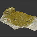 Construction Debris Model Scene With Bricks Rubble And Red Fragments On Gray Background 3d model