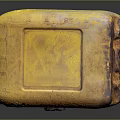 Vintage Yellow Square Container With Worn Edges And Surface Patterns
