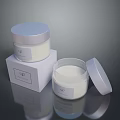Skincare Cream Jars With Silver Lids And White Packaging Boxes 3d model