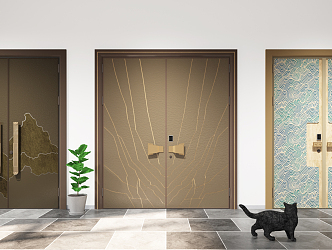 New Chinese Double Door 3d model