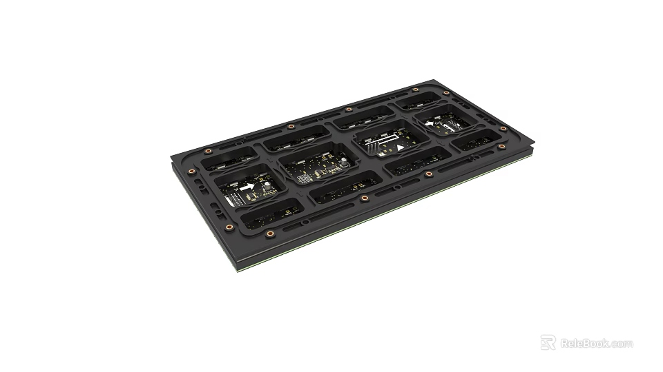 Black Electronic Circuit Board Module With Multiple Connector Slots And Interface Ports 3d model