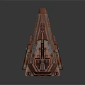 Sci Fi Spaceship 3D Model With Reddish Orange Hull And Yellow Lights 3d model