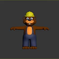 Cartoon Beaver Character In Yellow Hard Hat Blue Overalls And Orange Belly With Arms Outstretched